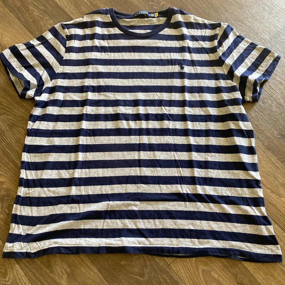 Polo Ralph Lauren Navy and Gray Striped Tee